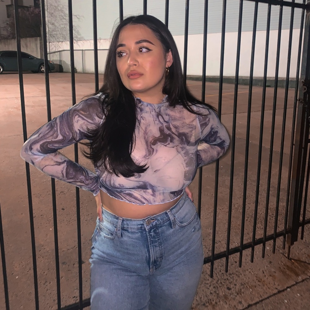 marble mesh crop top